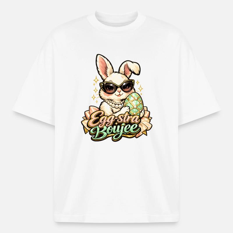 Egg-stra Boujee Easter Bunny Easter - Heavyweight Boxy Unisex T-Shirt by Stanley/Stella - white