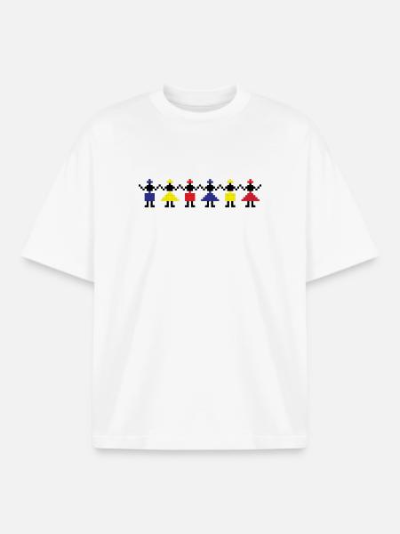 HORA - Traditional Romanian folk art - Boxy Heavyweight Unisex Organic T-Shirt by Stanley/Stella - white