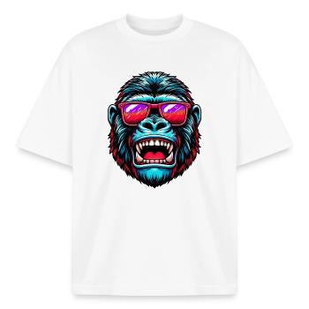 Gorillas with sunglasses - Boxy Heavyweight Unisex Organic T-Shirt by Stanley/Stella - white - Front - AI Model Male 185 light (185cm) & AI Model Female 172 dark (172cm)