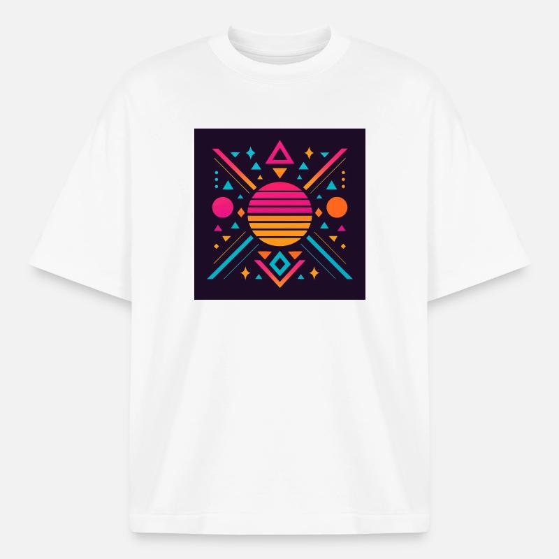 Synthwave geometric pattern - Heavyweight Boxy Unisex T-Shirt by Stanley/Stella - white