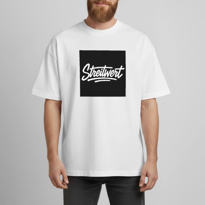 Logo Contested Script Noir T-shirt unisexe boxy épais biologique Stanley/Stella