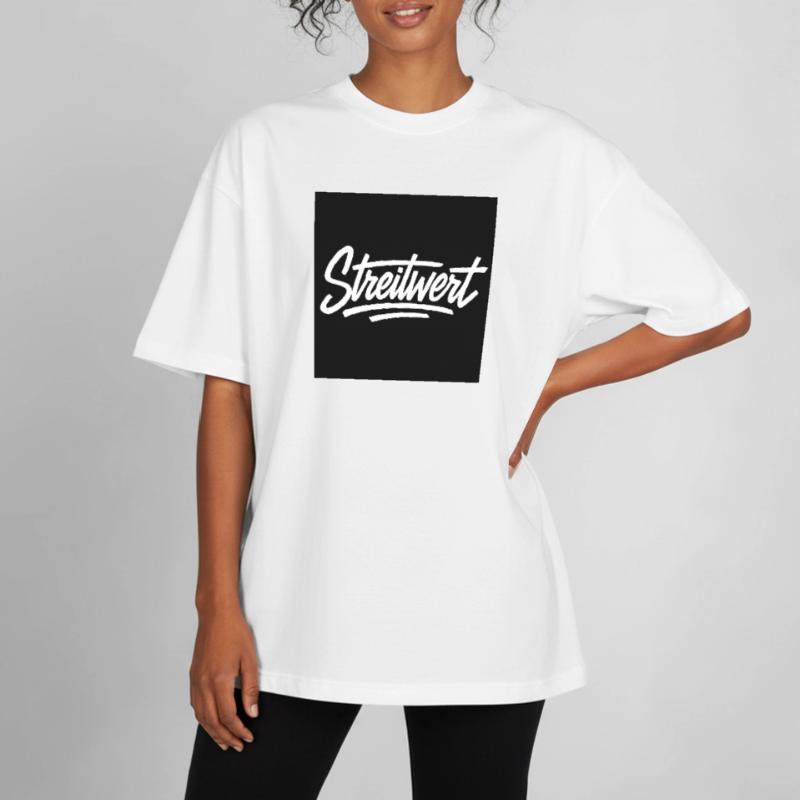 Logo Contested Script Noir T-shirt unisexe boxy épais biologique Stanley/Stella