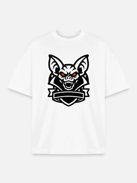 Fledermaus Maskottchen Logo - Boxy Heavyweight Unisex Organic T-Shirt von Stanley/Stella - Weiß