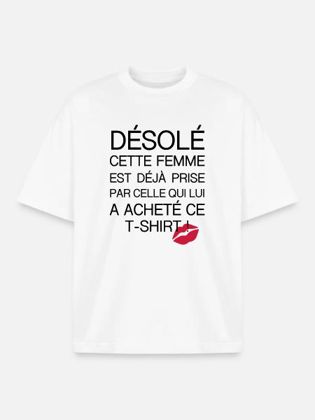 desole femme prise - T-shirt unisexe boxy épais biologique Stanley/Stella - blanc