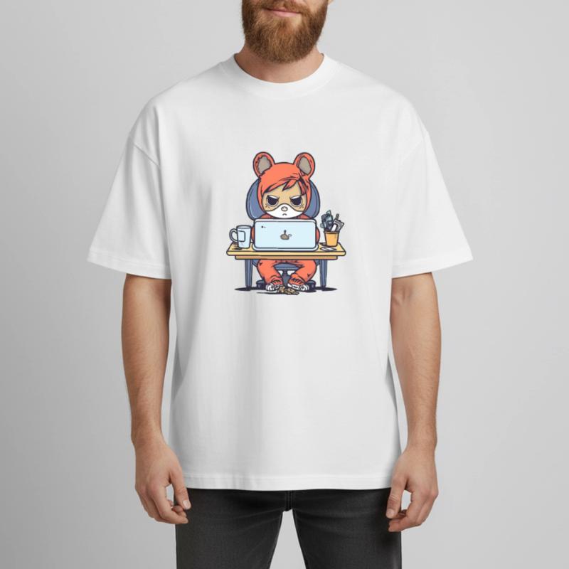 Grumpy Coder in Hoodie Heavyweight Boxy Unisex T-Shirt by Stanley/Stella