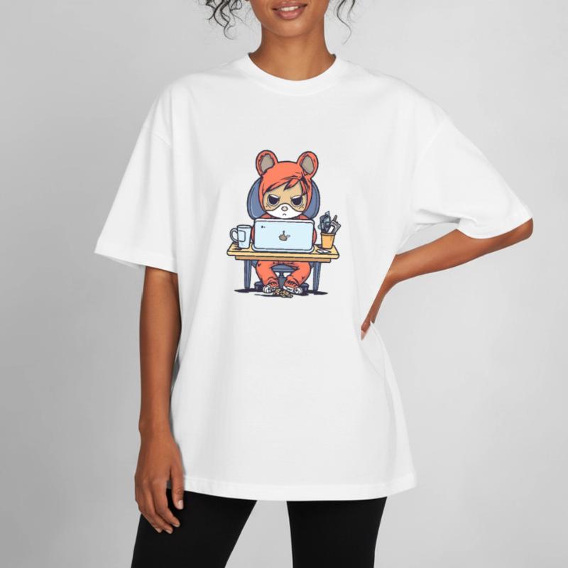 Grumpy Coder in Hoodie Heavyweight Boxy Unisex T-Shirt by Stanley/Stella