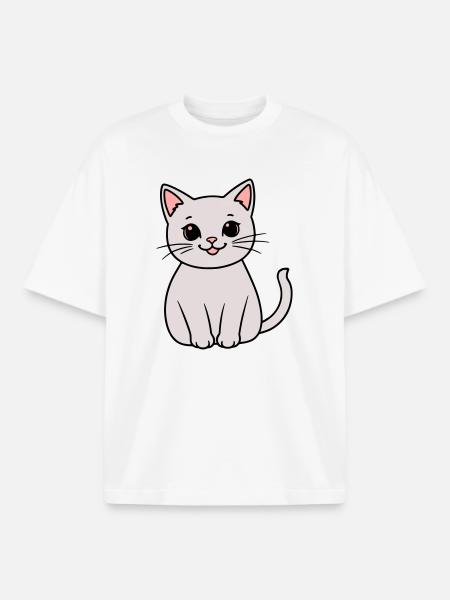 gray kitten - Boxy Heavyweight Unisex Organic T-Shirt by Stanley/Stella - white