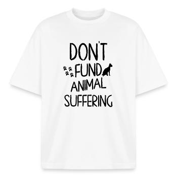 Sphynx Cat Don't Fund Animal Suffering Advocacy  - Boxy Heavyweight Unisex Organic T-Shirt by Stanley/Stella - white - Front - AI Model Male 185 light (185cm) & AI Model Female 172 dark (172cm)