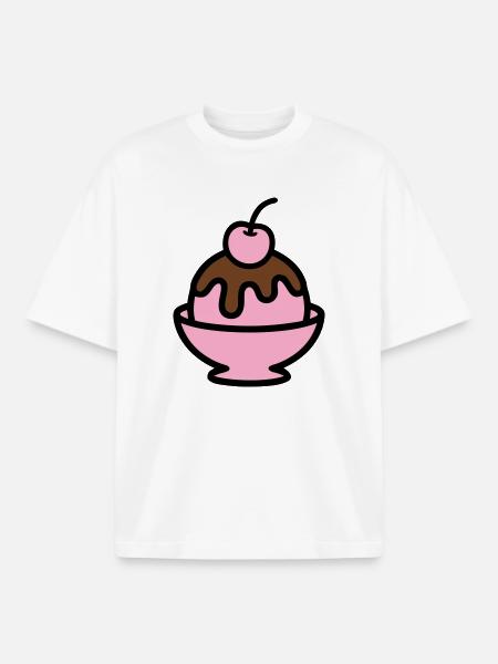 Sundae Cherry Artwork - Boxy Heavyweight Unisex Organic T-Shirt by Stanley/Stella - white
