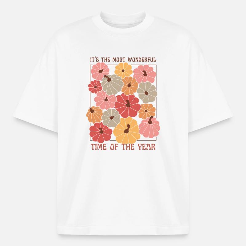 Färgglada Pumpkin Patch Fall citat - Unisex boxy heavyweight ekologisk T-shirt Stanley/Stella - vit