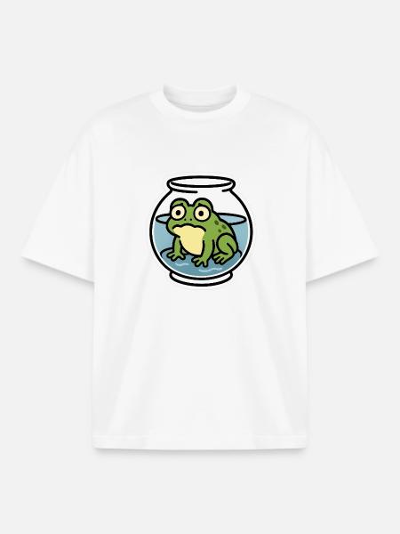 Frog in a Bowl - Boxy Heavyweight Unisex Organic T-Shirt by Stanley/Stella - white