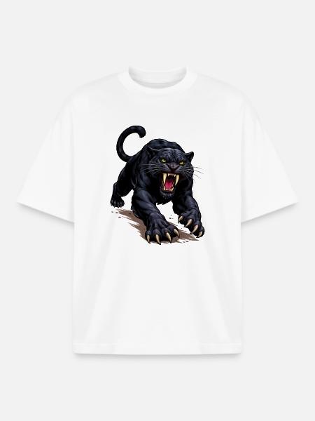 Schwarzer Panther Angriff - Boxy Heavyweight Unisex Organic T-Shirt von Stanley/Stella - Weiß