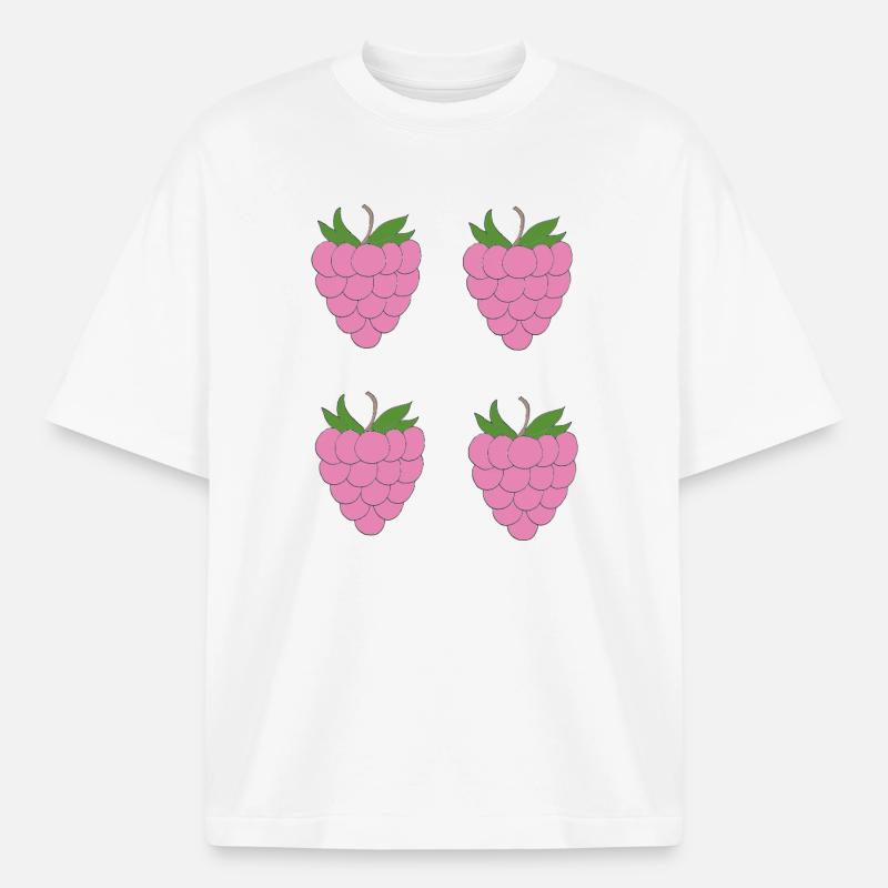 Raspberry Double Cluster Pattern - Boxy Heavyweight Unisex Organic T-Shirt by Stanley/Stella - white