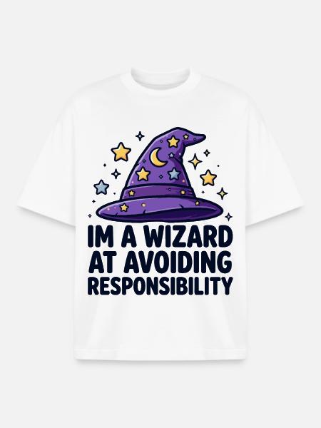 Wizard Avoiding Responsibility - Boxy Heavyweight Unisex Organic T-Shirt von Stanley/Stella - Weiß