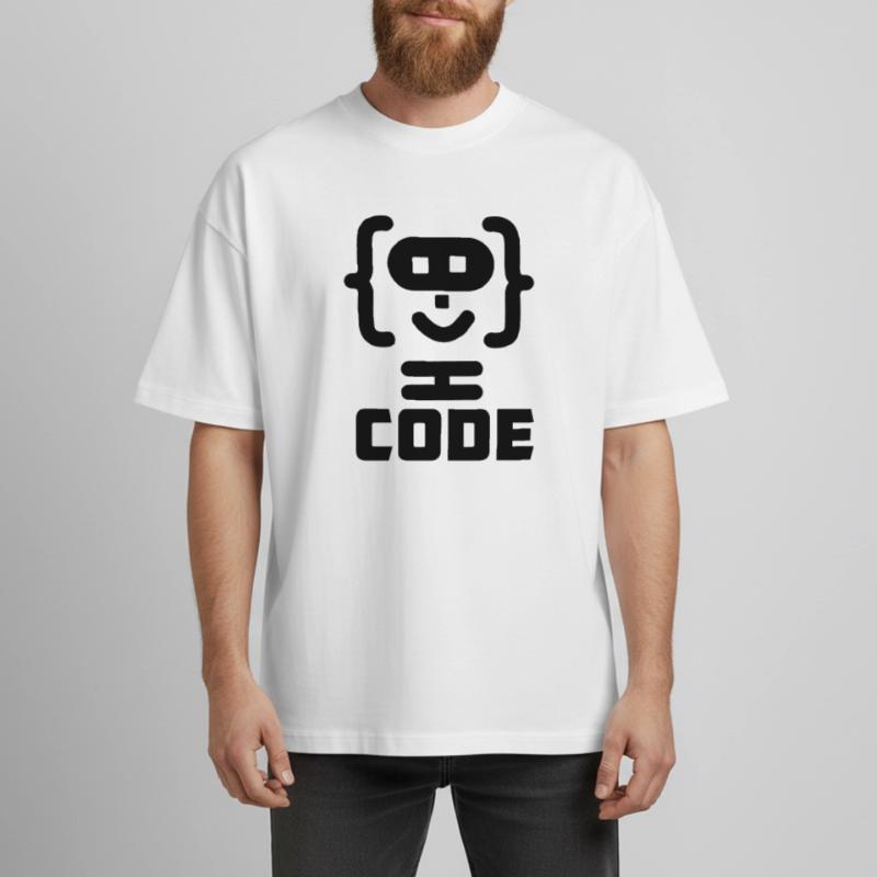Hacker-Programmierer-Code-Logo mit Text CODE Boxy Heavyweight Unisex Organic T-Shirt von Stanley/Stella