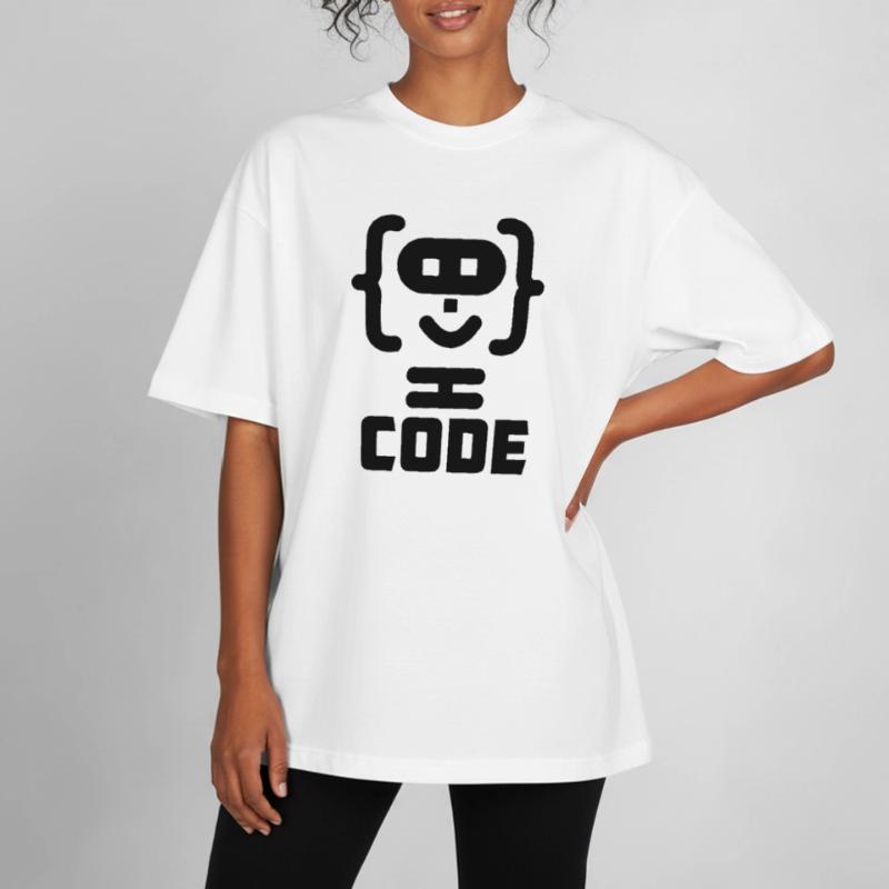 Hacker-Programmierer-Code-Logo mit Text CODE Boxy Heavyweight Unisex Organic T-Shirt von Stanley/Stella