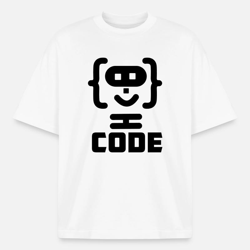 Hacker-Programmierer-Code-Logo mit Text CODE - Heavyweight Unisex Boxy T-Shirt von stanley/stella	 - Weiß