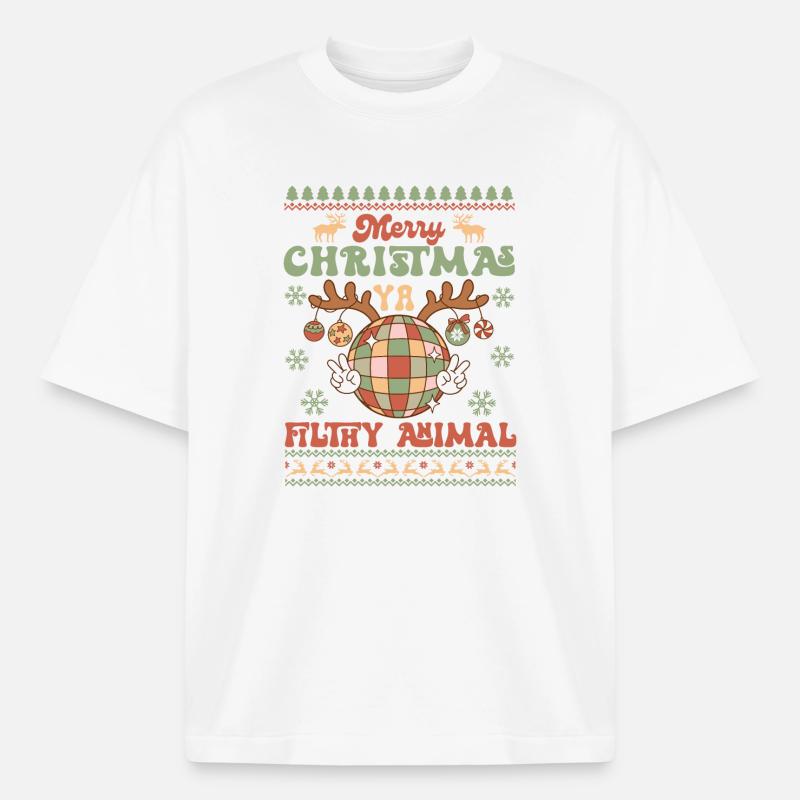 Pull de Noël moche - T-shirt unisexe épais coupe boxy Stanley/Stella - blanc