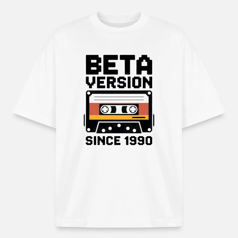 Conception d’impression de cassette rétro - T-shirt unisexe boxy épais biologique Stanley/Stella - blanc