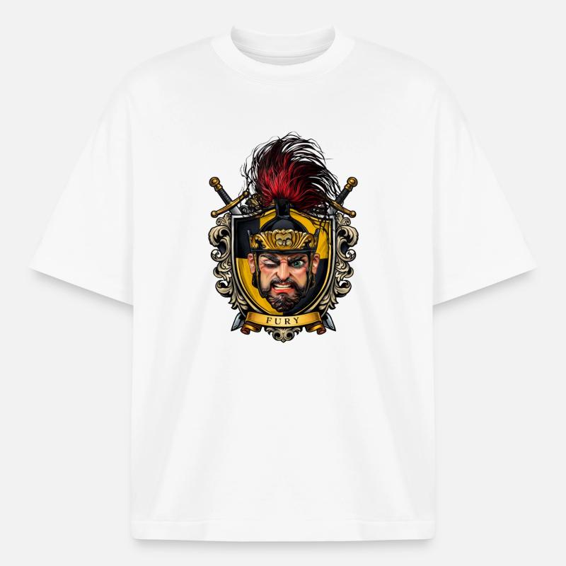Fury Shield Warrior Crest - Boxy Heavyweight Unisex Organic T-Shirt by Stanley/Stella - white