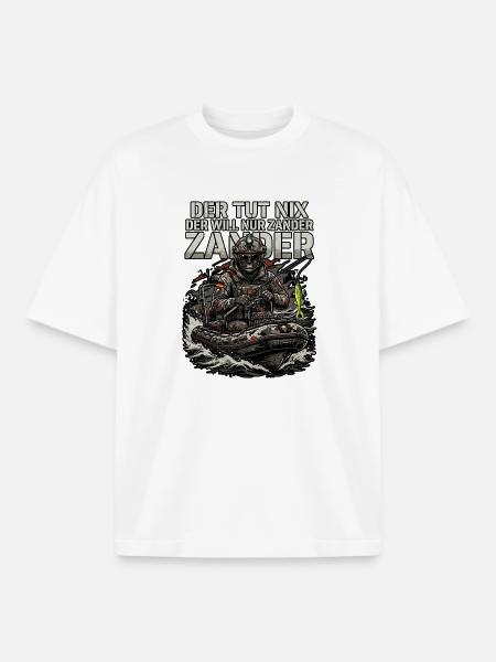 Zander Sportangler - Boxy Heavyweight Unisex Organic T-Shirt von Stanley/Stella - Weiß