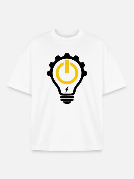 Elektriker Glühbirne Blitz und Zahnrad - Boxy Heavyweight Unisex Organic T-Shirt von Stanley/Stella - Weiß