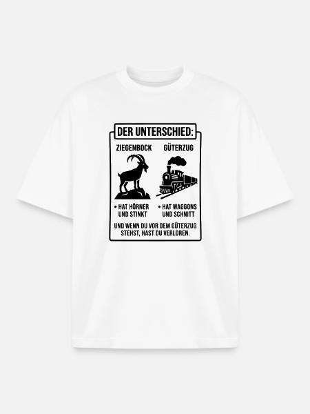 Ziegenbock vs Güterzug Meme - Boxy Heavyweight Unisex Organic T-Shirt von Stanley/Stella - Weiß