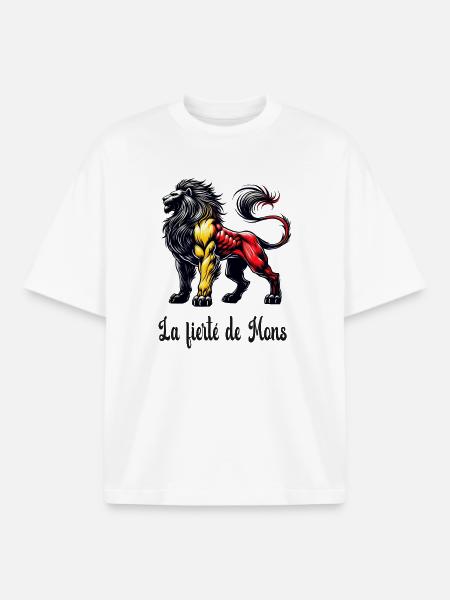 Mons lion flag design - Boxy Heavyweight Unisex Organic T-Shirt by Stanley/Stella - white