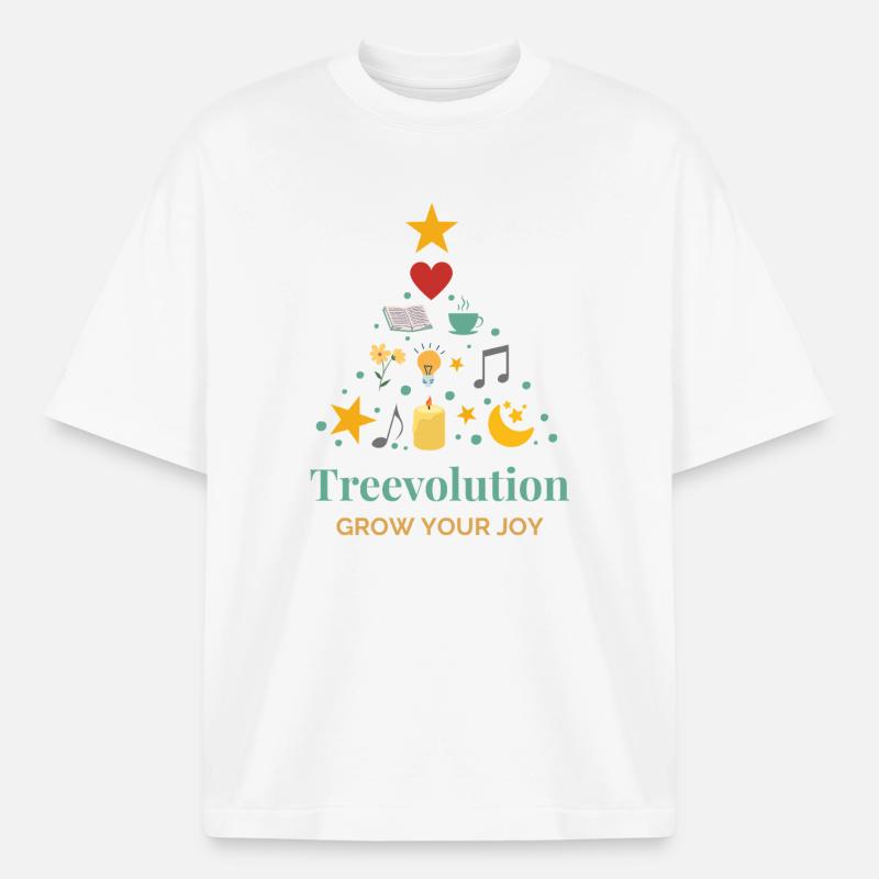 Treevolution Growing Joy - T-shirt unisexe épais coupe boxy Stanley/Stella - blanc