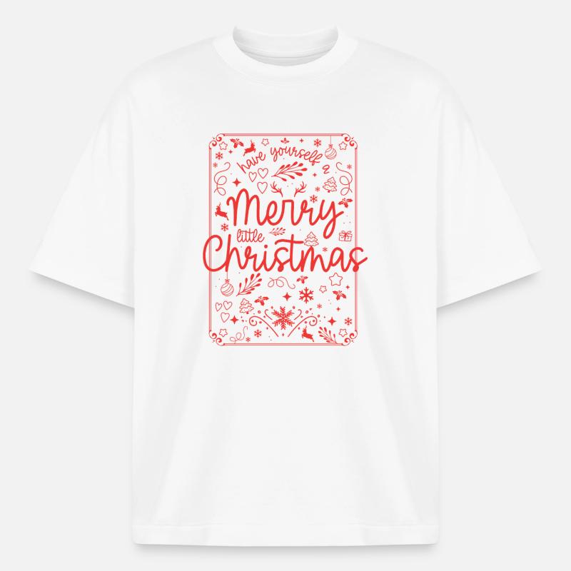 Joyeux Noël Script Rouge - T-shirt unisexe épais coupe boxy Stanley/Stella - blanc