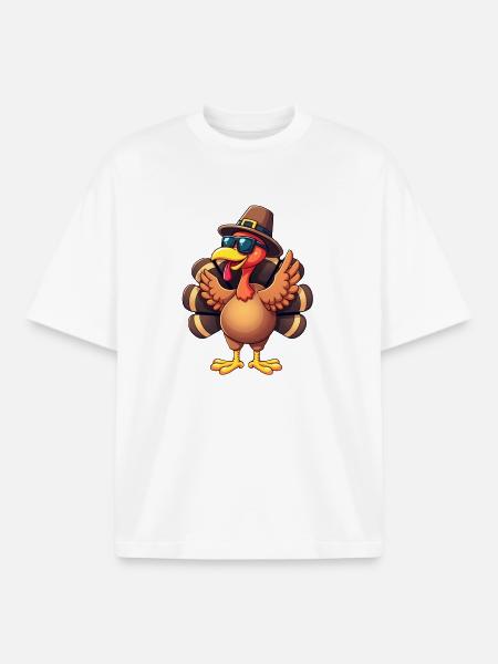 Thanksgiving Drôle Dinde de Thanksgiving - T-shirt unisexe boxy épais biologique Stanley/Stella - blanc