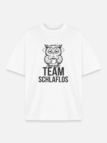 Team Sleepless – Tired Owl - Boxy Heavyweight Unisex Organic T-Shirt by Stanley/Stella - white