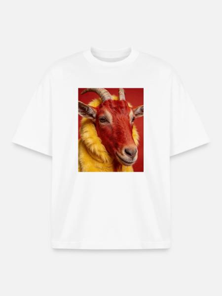 Red goat with yellow fur - Boxy Heavyweight Unisex Organic T-Shirt by Stanley/Stella - white