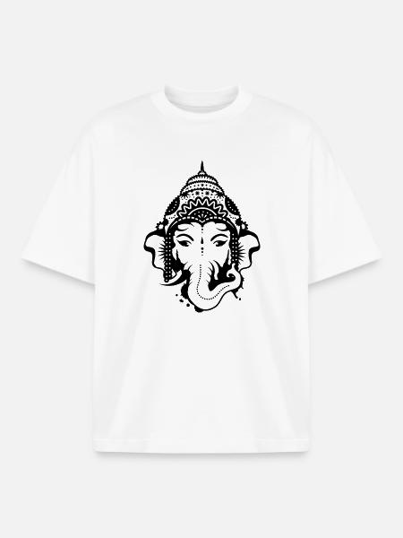 Ganesh, dieu à tête d'éléphant - T-shirt unisexe boxy épais biologique Stanley/Stella - blanc