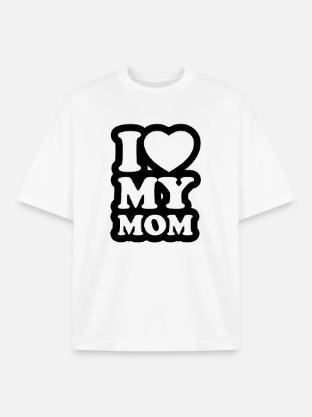 I love my mom - Ik hou van mijn moeder - Unisex boxy heavyweight biologisch T-shirt Stanley/Stella - wit