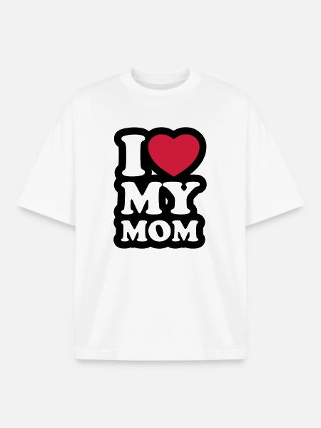 I love my mom - Boxy Heavyweight Unisex Organic T-Shirt by Stanley/Stella - white