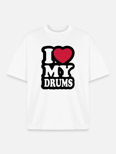 I love my drums - Boxy Heavyweight Unisex Organic T-Shirt by Stanley/Stella - white