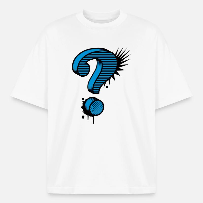 Un point d'interrogation graffiti - T-shirt unisexe épais coupe boxy Stanley/Stella - blanc