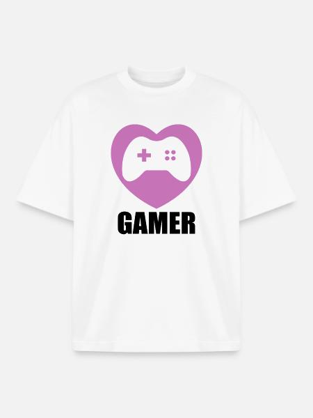 Gamer - Boxy Heavyweight Unisex Organic T-Shirt by Stanley/Stella - white