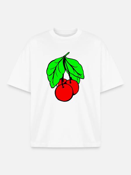 Cerises - T-shirt unisexe boxy épais biologique Stanley/Stella - blanc