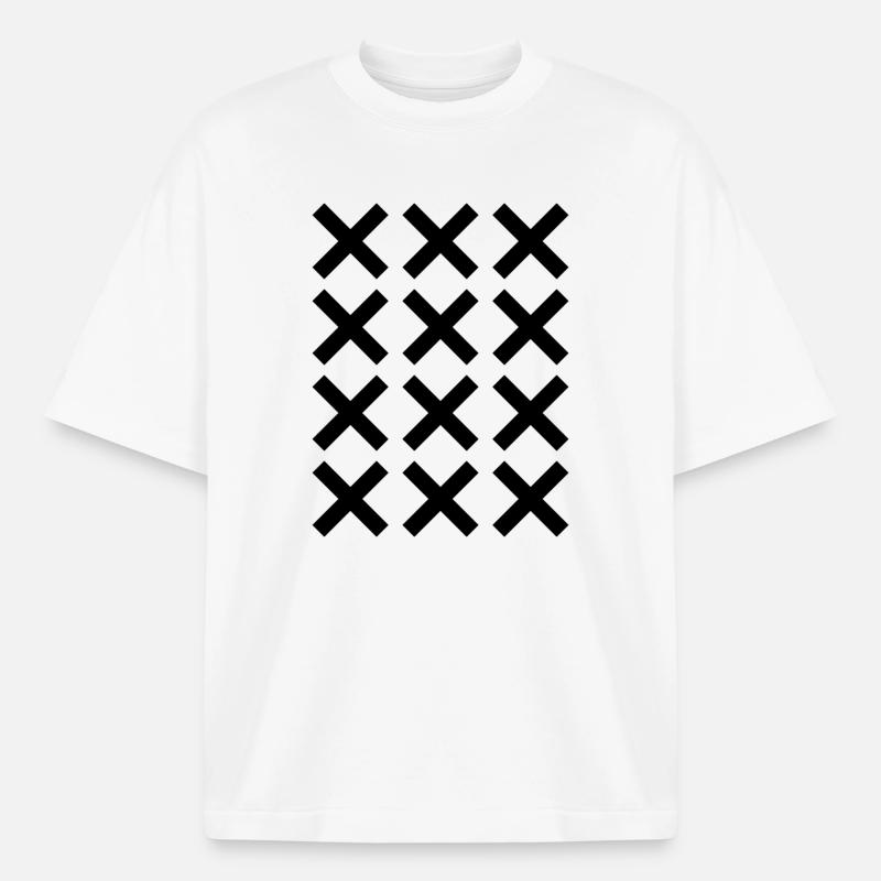X pattern grid design - Boxy Heavyweight Unisex Organic T-Shirt by Stanley/Stella - white