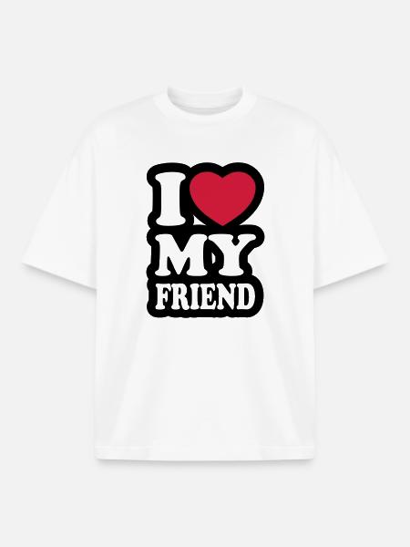 I love my friend - Boxy Heavyweight Unisex Organic T-Shirt by Stanley/Stella - white