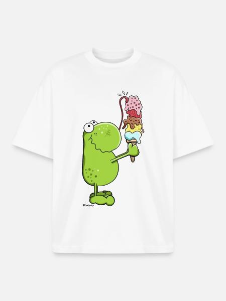 Grenouille avec glace - T-shirt unisexe boxy épais biologique Stanley/Stella - blanc