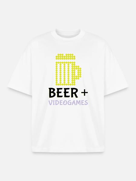 Pixel-Bier-Videospiele - Boxy Heavyweight Unisex Organic T-Shirt von Stanley/Stella - Weiß