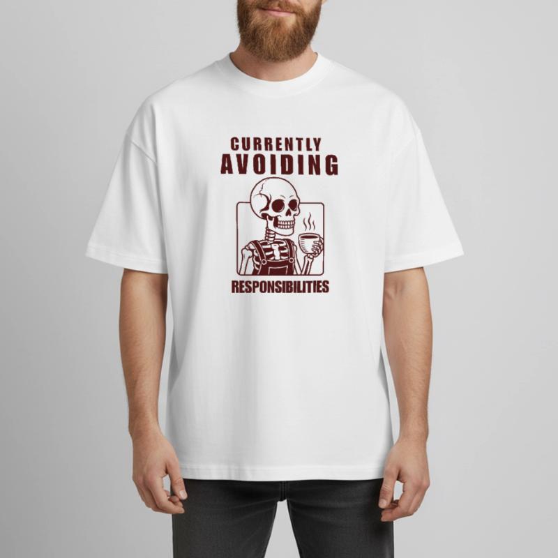 Skeleton Avoiding Responsibilities Design Boxy Heavyweight Unisex Organic T-Shirt von Stanley/Stella