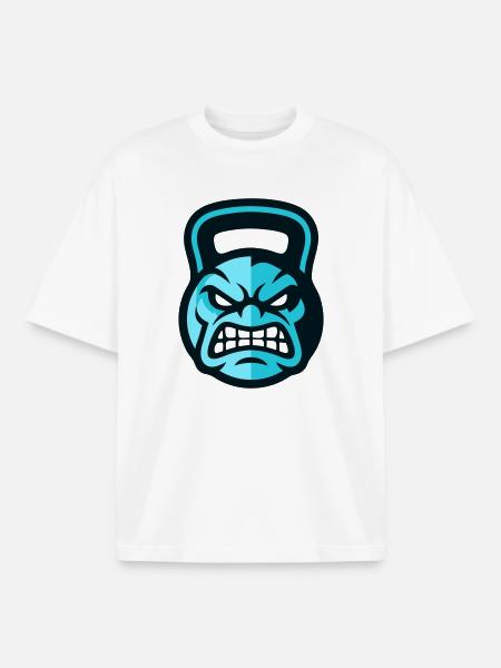 Workout Kettlebell Logo - Boxy Heavyweight Unisex Organic T-Shirt by Stanley/Stella - white