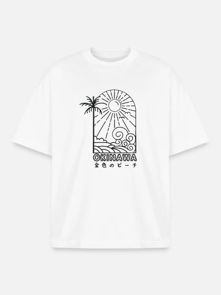 Okinawa Gyldne strande i Japan - Stanley/Stella unisex boxy heavyweight T-shirt økologisk - hvid