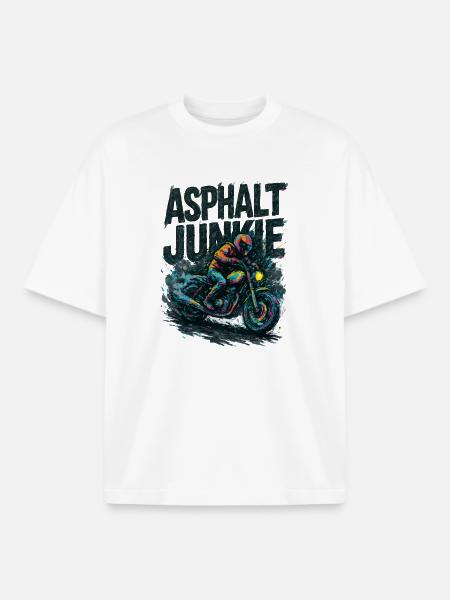 Asphalt Junkie – Motorrad - Boxy Heavyweight Unisex Organic T-Shirt von Stanley/Stella - Weiß