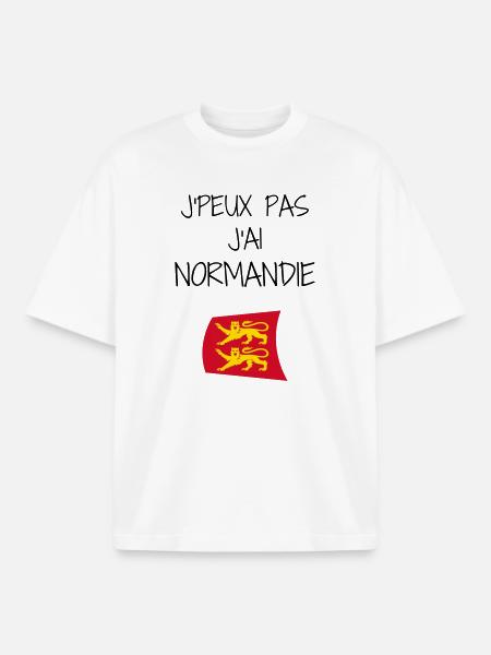 J'peux pas J'ai Normandie - T-shirt unisexe boxy épais biologique Stanley/Stella - blanc