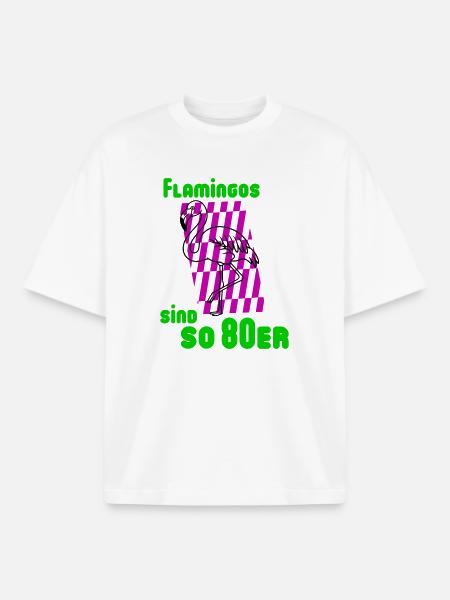 Flamingos 80s - Boxy Heavyweight Unisex Organic T-Shirt by Stanley/Stella - white